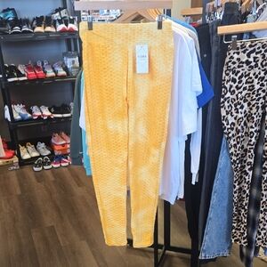 Yellow Textured Leggings